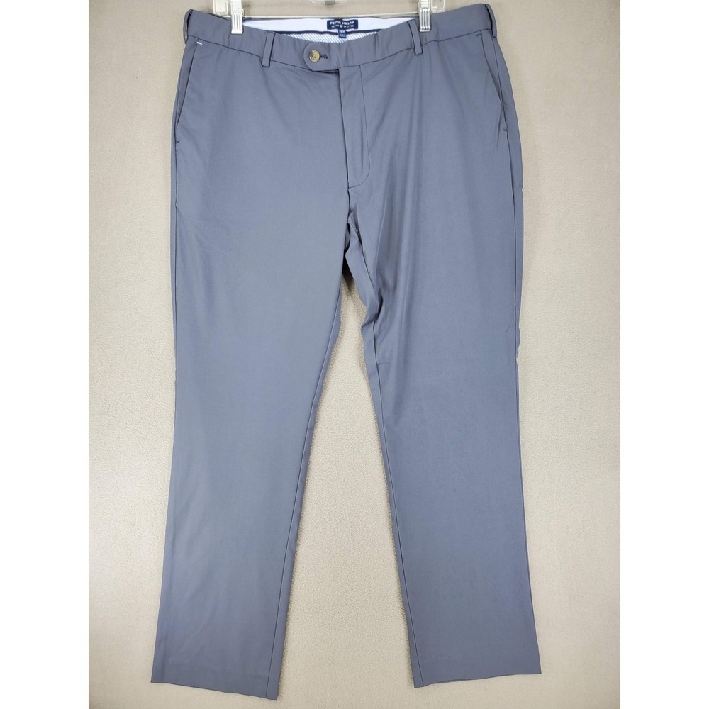 Peter Millar Crown Crafted Trousers Men 38/30 Gray Blue Performance Stretch Golf